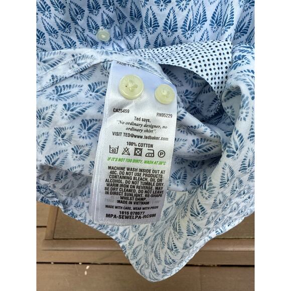Ted Baker, Men's Button Up, Blue, Size 17, 34/36 - Picture 6 of 8
